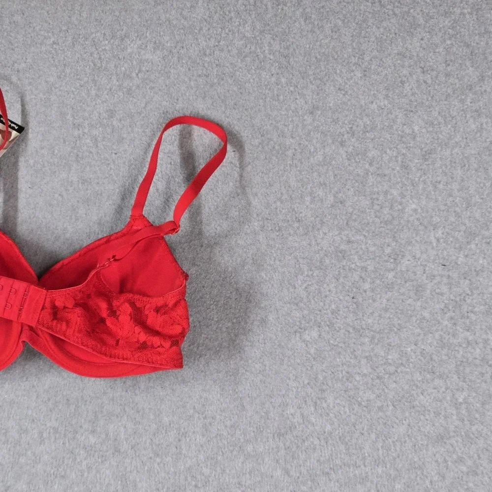 No Boundaries Women Bra 34B Red Floral Push Up Underwired Lace Strap NWT